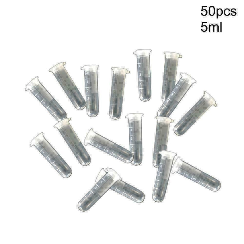 50Pcs Plastic Centrifuge Lab Test Tube Vial Sample Bottle Container Cap 5ml E5X7