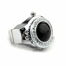 Stretchy Black Round Agate Gem Finger Ring Watch 20mm HOT K6S7