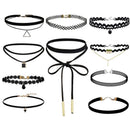 10 Pieces Choker Necklace Black Classic Velvet Stretch Gothic Tattoo Necklace BX