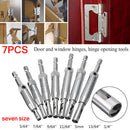 7*Door Lock Hinge Drill Bit Set Self Centering Hinge Drill Bit For Wood P GEJ