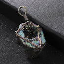 Wrap Rainbow Titanium Crystal Agate Druzy Quartz Geode Pendant Xmas Gifts