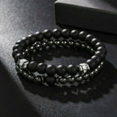2pcs Hematite Natural Stone Bracelet Men Matte Lava Volcanic Beads Jewelry Gifts