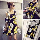 Fashion Floral Print Dress Women Summer Square Collar Ruffle Loose Dresses
