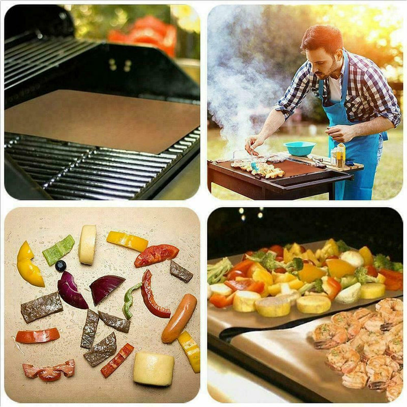 1 Reusable Copper Universal Teflon Oven Cooker Liner Baking Lining BBQ Mat P1F7