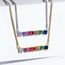 Bohemia Rainbow Cubic Zirconia Choker Necklace Girlfriend Gift Cute Rainbow R5A4