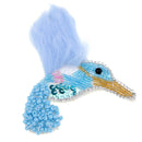 Fashion Blue Bird Bead Rhinestone Patch Applique Badge DIY Clothing Decor