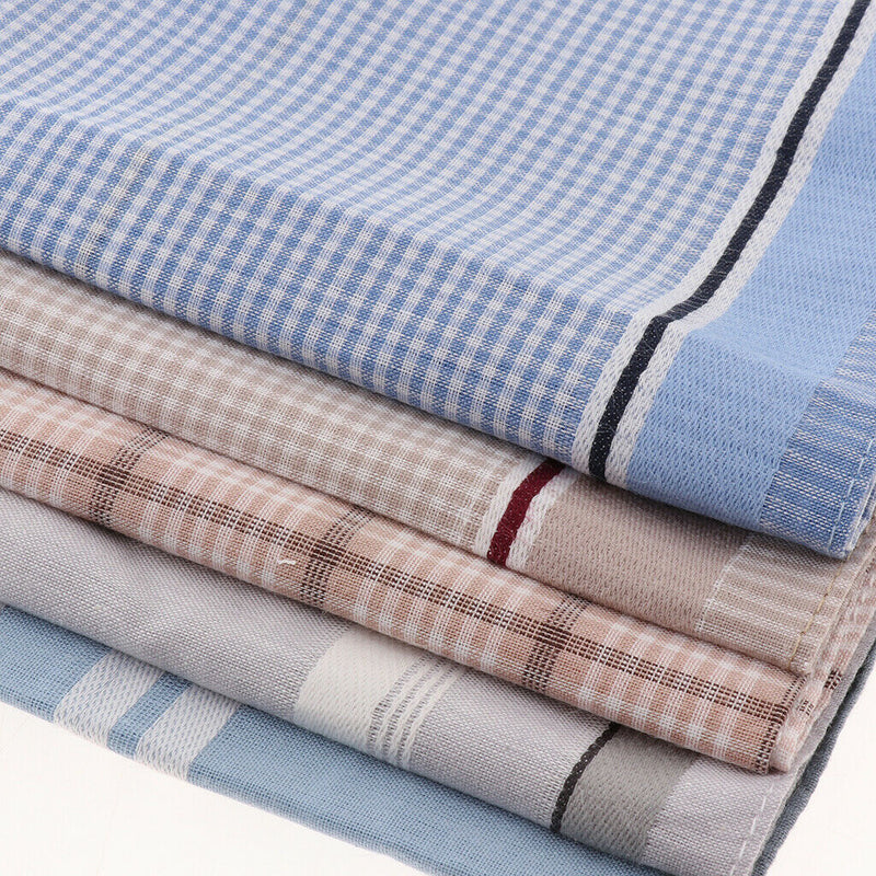 5 Pack Mens Cotton Handkerchiefs, 100% Pure Cotton 5 Colors