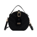 Creative Round Shoulder Bag Leather Small Women Crossbody Handbag (Black)