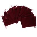 10 pieces Velvet Bags Wedding Party Gift Drawstring Jewelry Pouches Wine Red