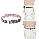 Women Men Punk Leather Belt Rivet Eyelet Stud Grommet Holes Buckle Chain New 3C