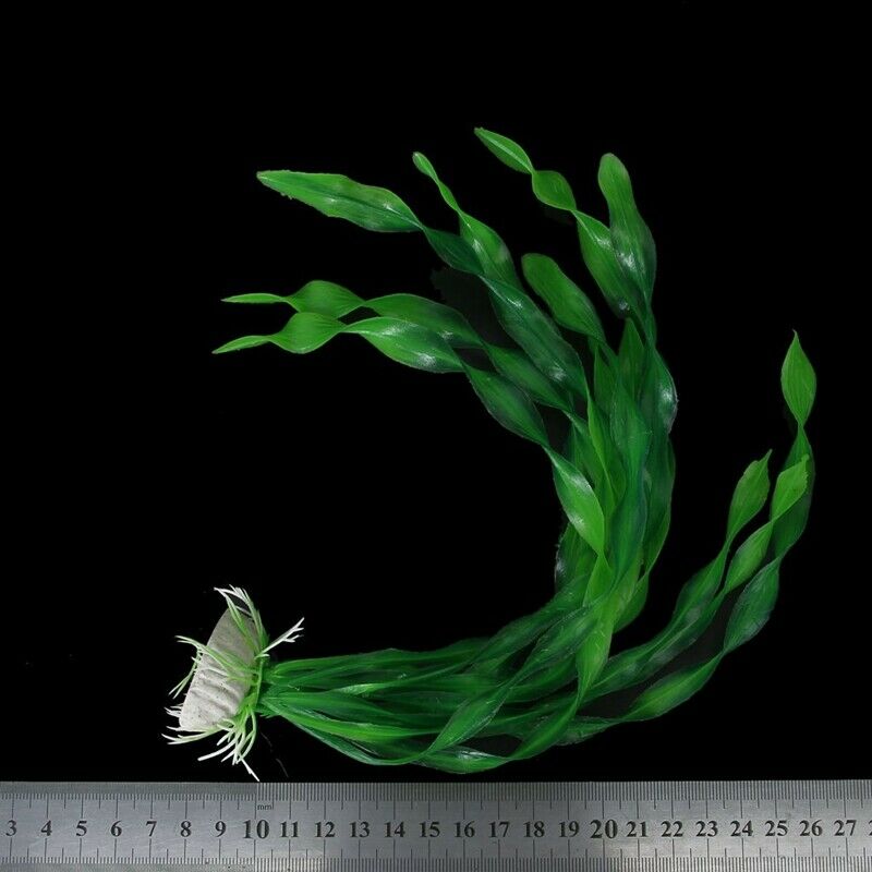 30CM Plastic Aquarium Plants Ornament w/ Base for Fish Tank - Green L5T9