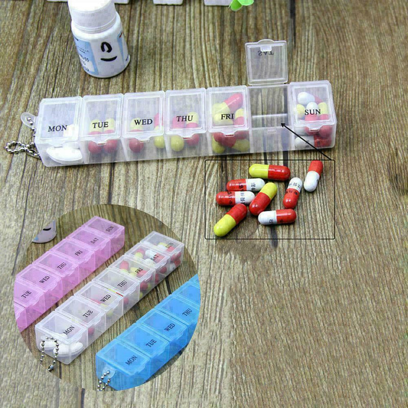 7 Day Weekly Transparent 7 Compartment Tablet Pill Box Case Holder Organize X8K4