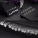 6 Pairs/Set Women's Fashion Jewelry White  Zircon CubicCrystal Ear Stud Earrings