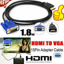 HDMI Lead to Laptop Cable Adapter HD VGA 15Pin 1080P Converter Male Monitor