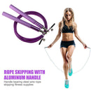 Aluminum Handle Steel Wire Jump Rope Ball Bearing Body Rope Cable (Purple)