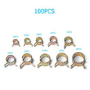 100pcs 10 Sizes Spring Clips Vacuum Hose Fuel Line Clips Water Pipe Tube Clamp