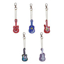 5PCS Guitar DIY Full Diamond Diamond Painting Keychain Key Ring Key Chain New df