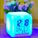 7 Colors LED Change Night Light Alarm Clock Digital Glowing Thermometer Calendar