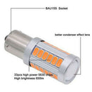 2x 1156 BA15S P21W 33 SMD LED Daytime Running Light Yellow Bulb Super Bright JR