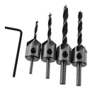 4Pcs HSS 5 Flute Countersink Drill Bit Set Screw Woodworking Chamfer Tool