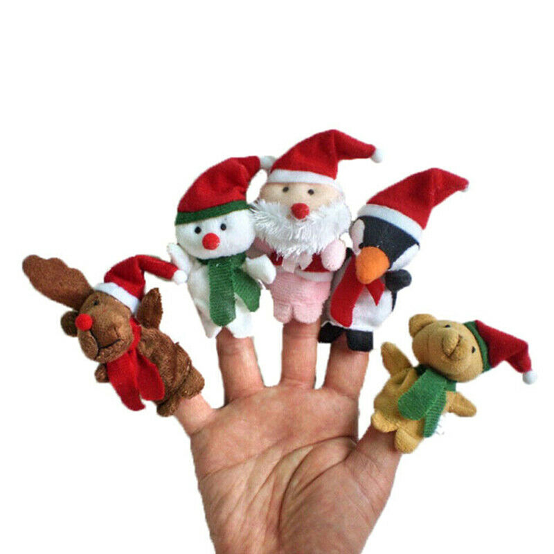 5Pcs/set Christmas Theme Character Finger Puppets Story Telling Soft Cloth T BX
