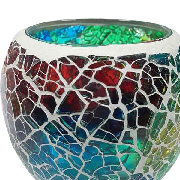 2x Colorful Mosaic Glass Candle Holder Votive Tea Light Holder Succulent Pot