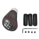 5 Speed Black Leather Universal Aluminum Manual Car Gear Shift Knob New