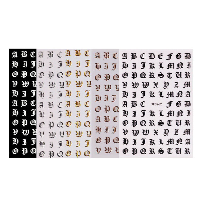 5Pcs Letter Alphabet DIY Nail Art Stickers Tips Decoration Decals Stencils