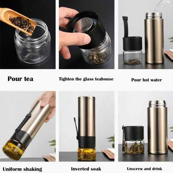 Golden 400ml Home Kitchen Vacuum Flask Thermos Two Types Of Tea Filter Kung P4J1