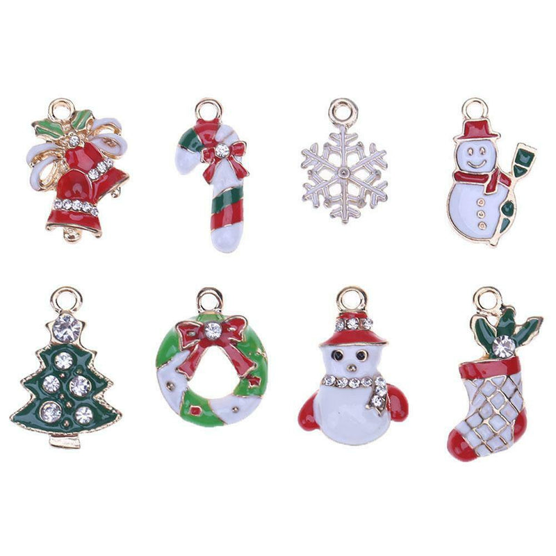 8pcs Christmas Series Charms Pendant DIY Crafts Jewelry Hair Accessories(1)