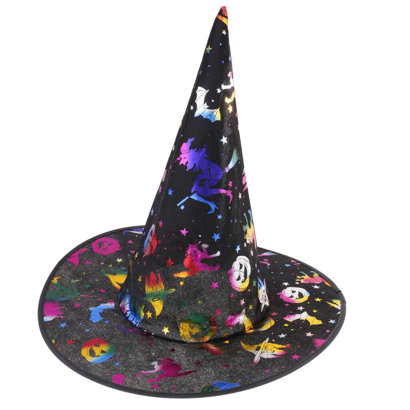 Satin Fabric Halloween Wizard Hat Witch Costume Hat for Boys & Girls