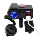 CS-588C1 Motorcycle USB Charger Cigarette Lighter Socket w/Switch Voltmeter