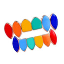 Hip Hop Grills Set Top and Bottom Mouth Tooth Cap Hip Hop Teeth Grills - Rainbow