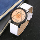 Luxury Watch Geometric Gear Leather Watch Couple Quartz Analog Watch Large  V9Y4