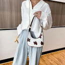 Flower Pattern PU Leather Shoulder Bag Women Chain Hobos Tote Handbag (L)