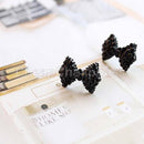Rhinestone Crystal Earring Cute Earrings NEW Black Bowknot Bow Tie Stud @ES