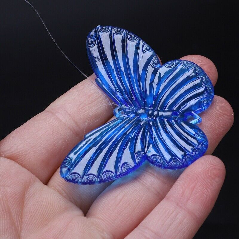 Wind chime sound tubes Butterfly Feng Shui windchimes House Decoration, Blu