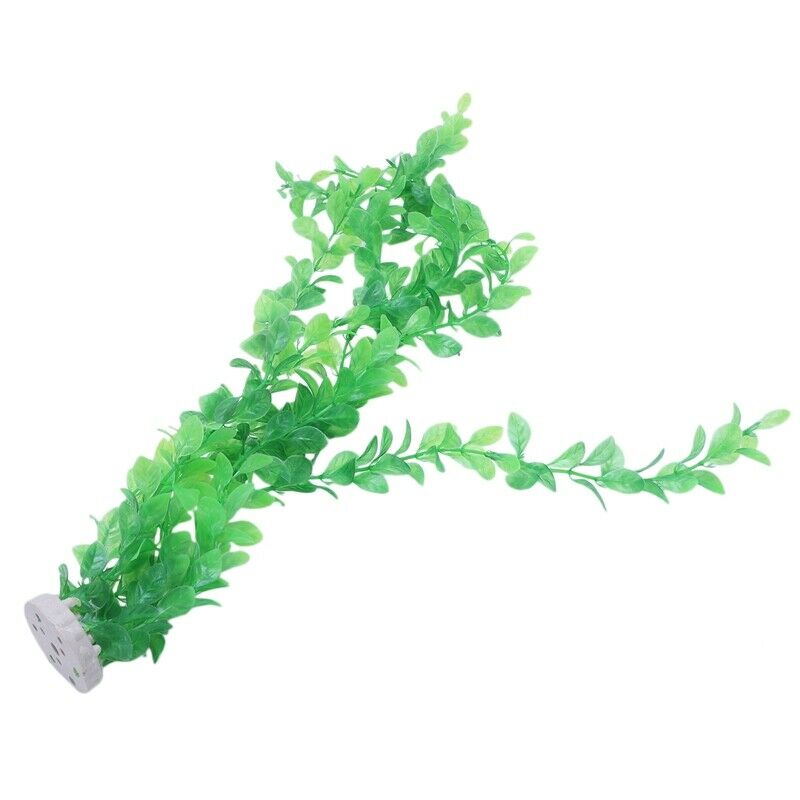 Green Plastic Plants Aquarium Tank Decoration, 20-Inch Long O2Q9