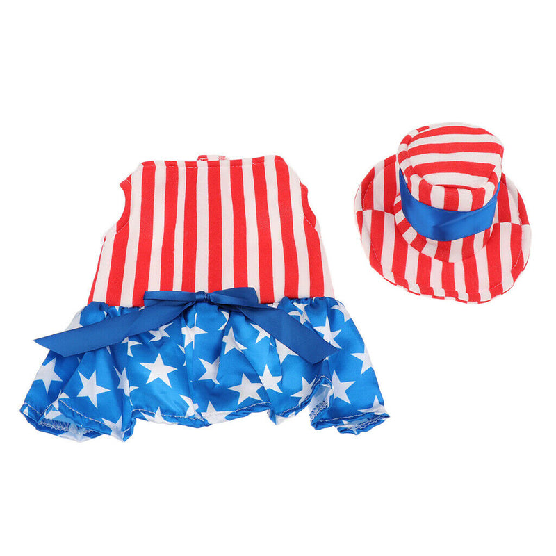 Pet Dog Cat American Flag Party Female Suit Costume Fancy Dress Outfit S