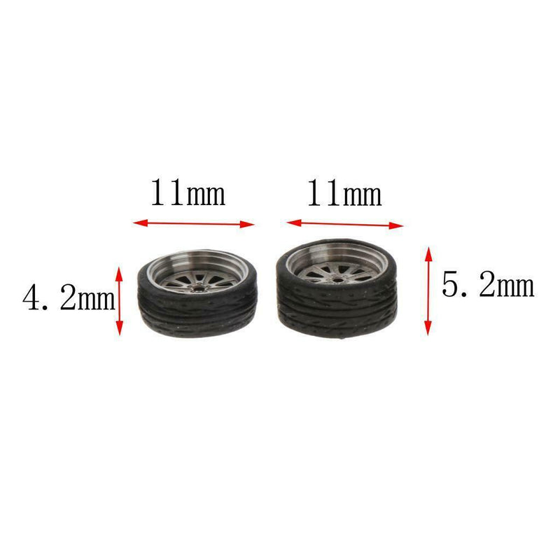 1/64 Metal Wheel Rims Tires Tyres Kit for Matchbox Parts DIY Accessories