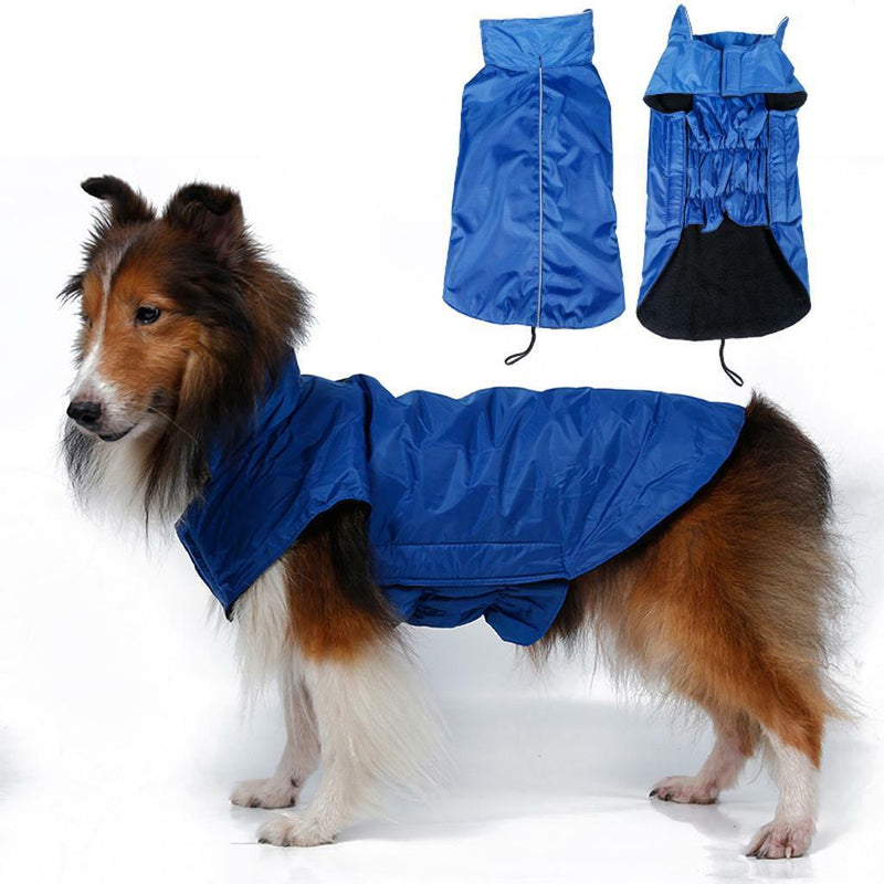 Blue Dog Pet Raincoat Waterproof Outdoor Rain Jacket Fleece Lined Coat S