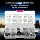 200Pcs Stainless Steel E-Clip Assortment Kit 1.5/2/3/4/5/6/7/8/9/10mm Circlip zg