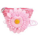 Mini Sunflower Tote Handbag Clutch Purse Single Shoulder Beach Straw grass  W6B4