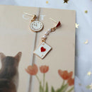 1 Pair Pop Girls Clock Poker Asymmetric Earrings Creative Long Dangle Earrings