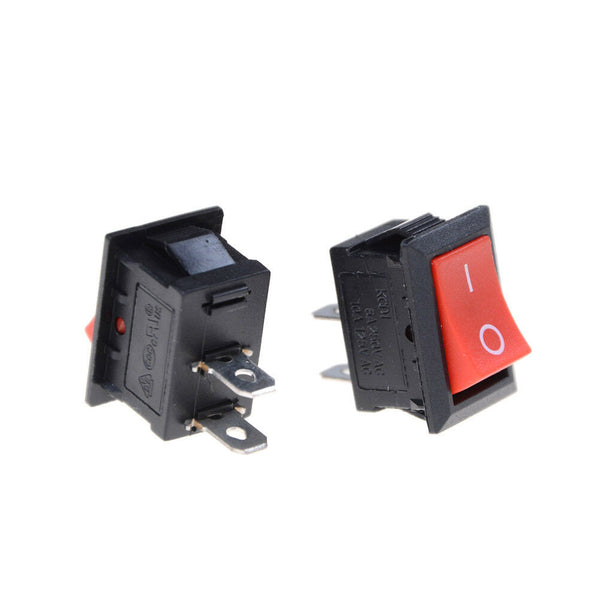 10pcs Red Rocker Switch 2 Pin KCD1-101 250V 6A Boatlike Switch 15*21MMA Nw