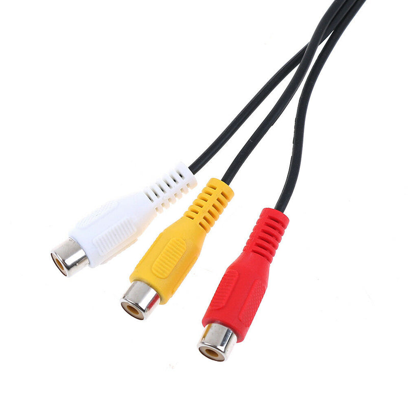 High speed 90degree 3.5mm male jack to 3 RCA female plug adapter audio convertJR