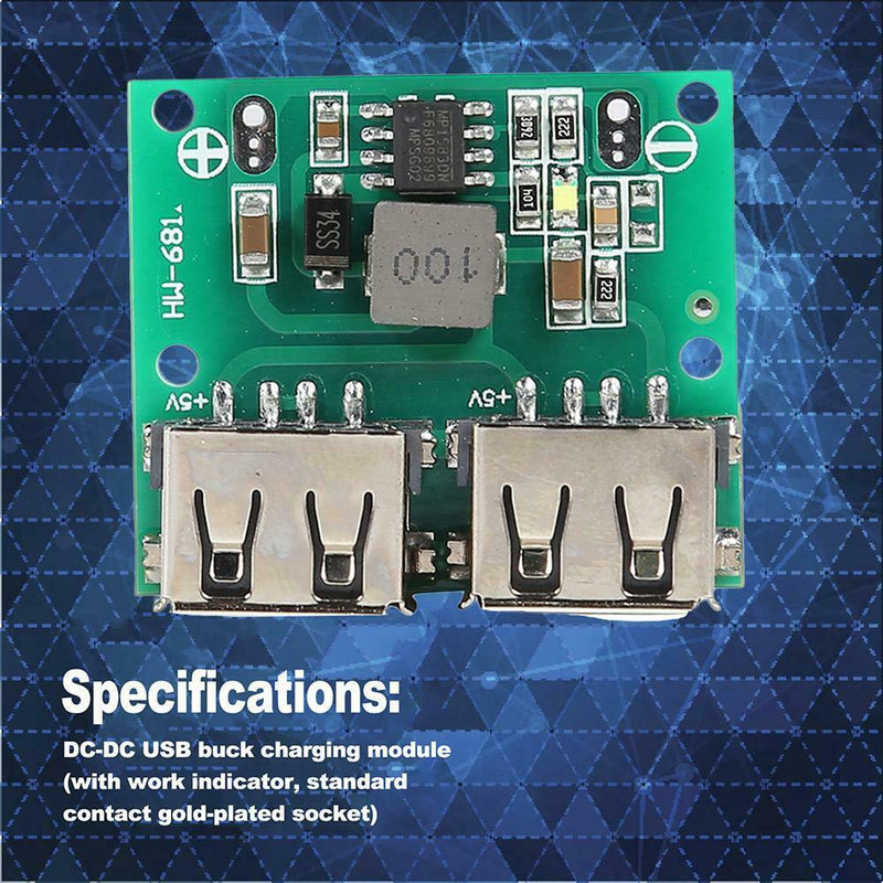 DC-DC Step Down Charger Power Module Dual USB 5V 3A Car Charging Buck Board