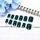 24pcs Solid green French False Nails Art Acrylic Full Cover Tips Manicure Gl%!