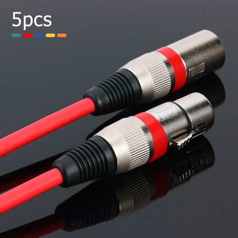 5pcs 3Pin XLR Cable Male to Female Foil+Braided Shielded Audio Cable (1.8m) A