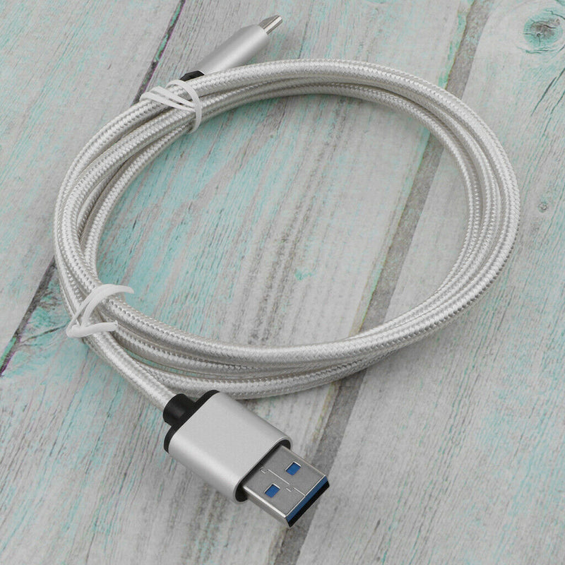 USB Android Charging Cord TPE Data Sync Quick Charger Cable White+ Nylon Braided